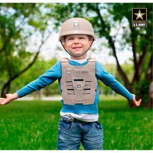 Lollipop US Army Costume Military Gear Toy Set Combat Helmet Tactical Vest Beige